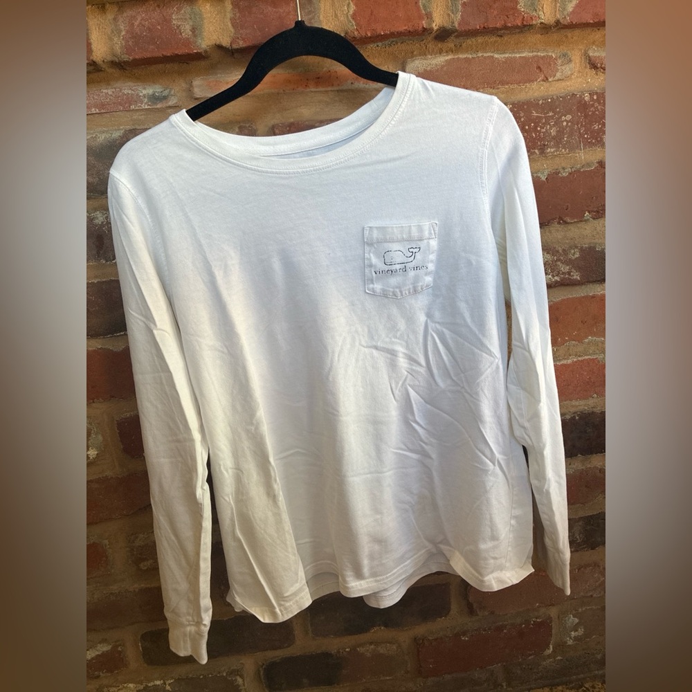 Vineyard Vines White Long-Sleeve Pocket Shirt